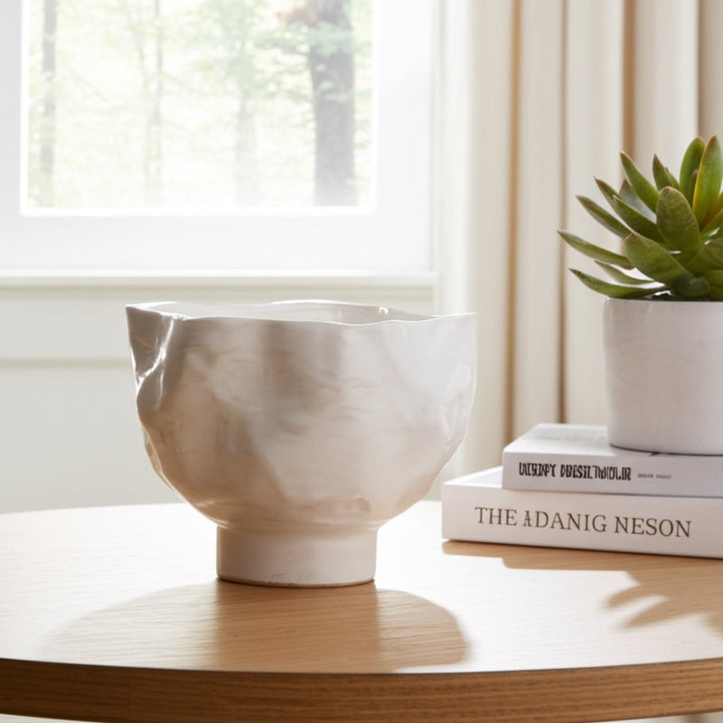 20oz Citro Candle Wavy Bowl, White - Al Rugaib Furniture