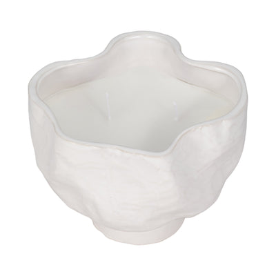 20oz Citro Candle Wavy Bowl, White - Al Rugaib Furniture