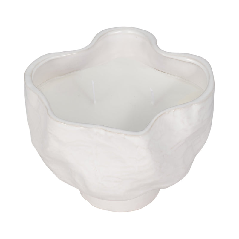 20oz Citro Candle Wavy Bowl, White - Al Rugaib Furniture