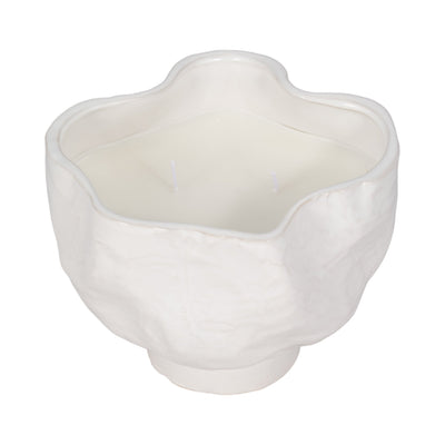 20oz Citro Candle Wavy Bowl, White - Al Rugaib Furniture