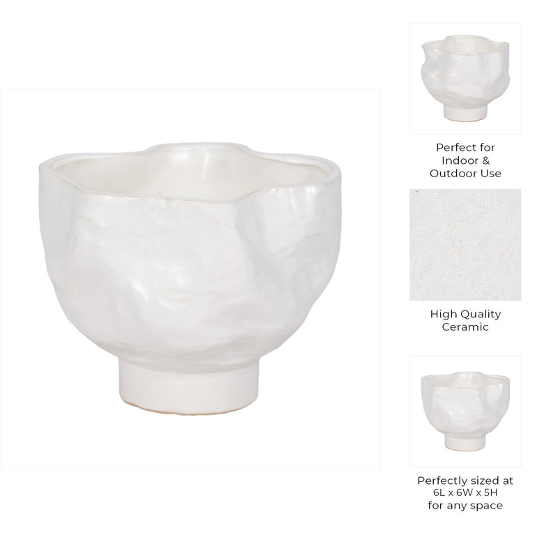 20oz Citro Candle Wavy Bowl, White - Al Rugaib Furniture
