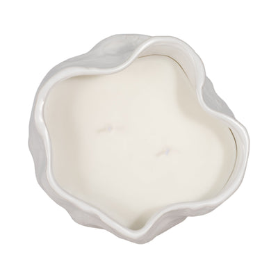 20oz Citro Candle Wavy Bowl, White - Al Rugaib Furniture
