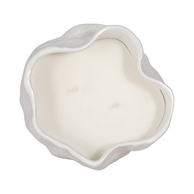 20oz Citro Candle Wavy Bowl, White - Al Rugaib Furniture