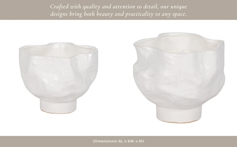 20oz Citro Candle Wavy Bowl, White - Al Rugaib Furniture