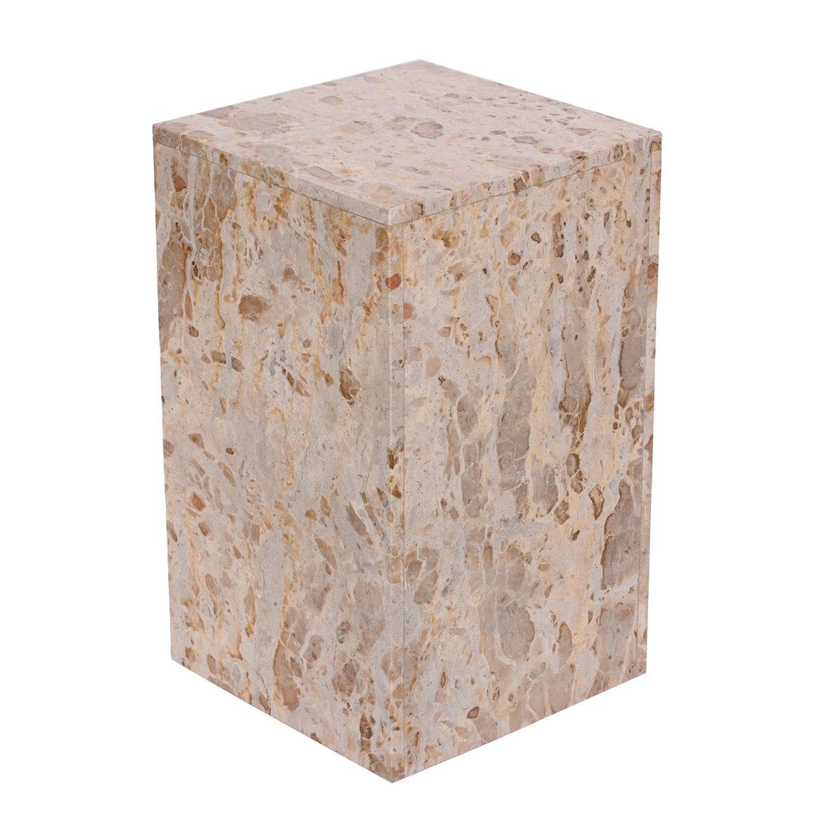 20x12" Marble Pedestal Accent Table, Light Leopard Accent & End Tables| Sagebrook Home