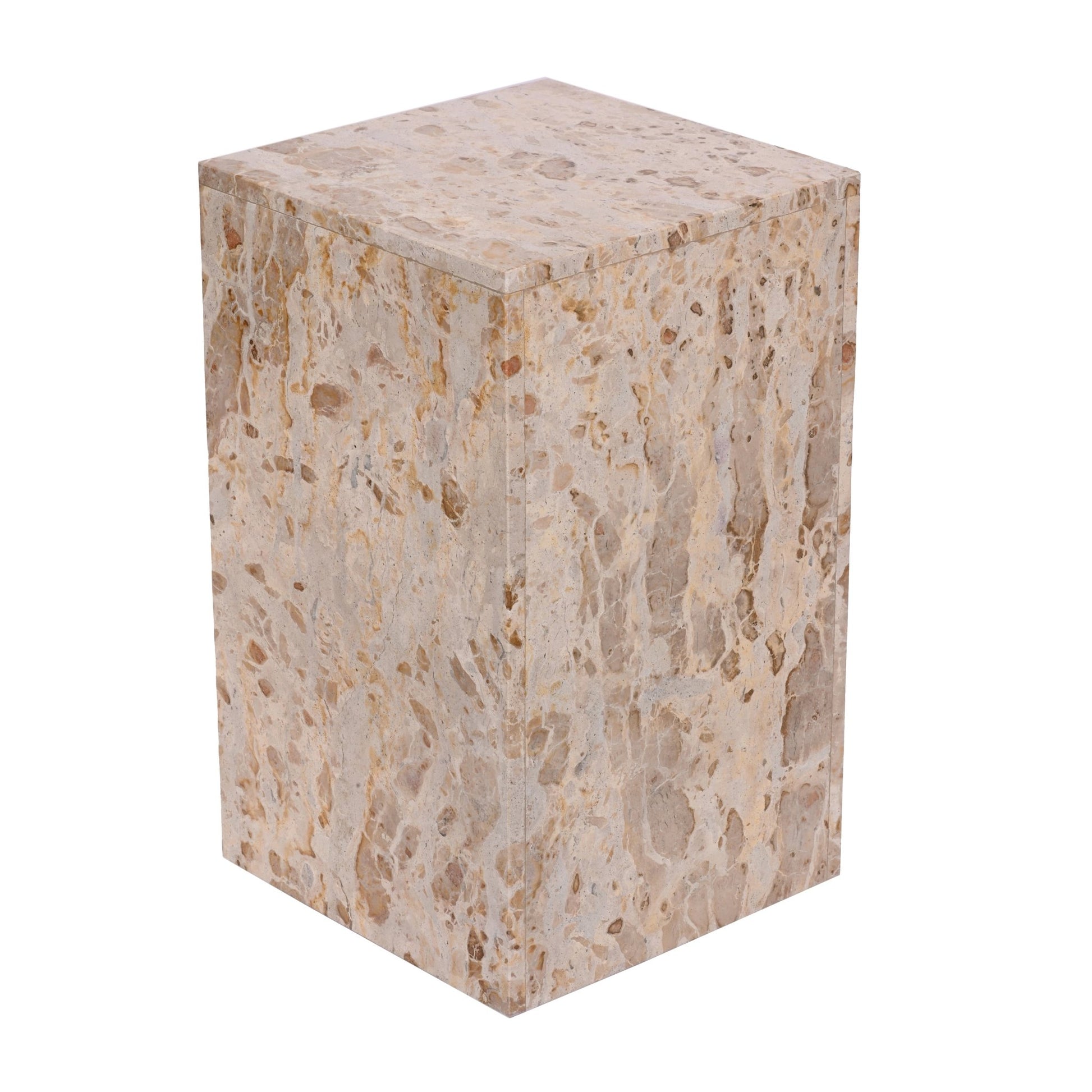 20x12" Marble Pedestal Accent Table, Light Leopard Accent & End Tables| Sagebrook Home