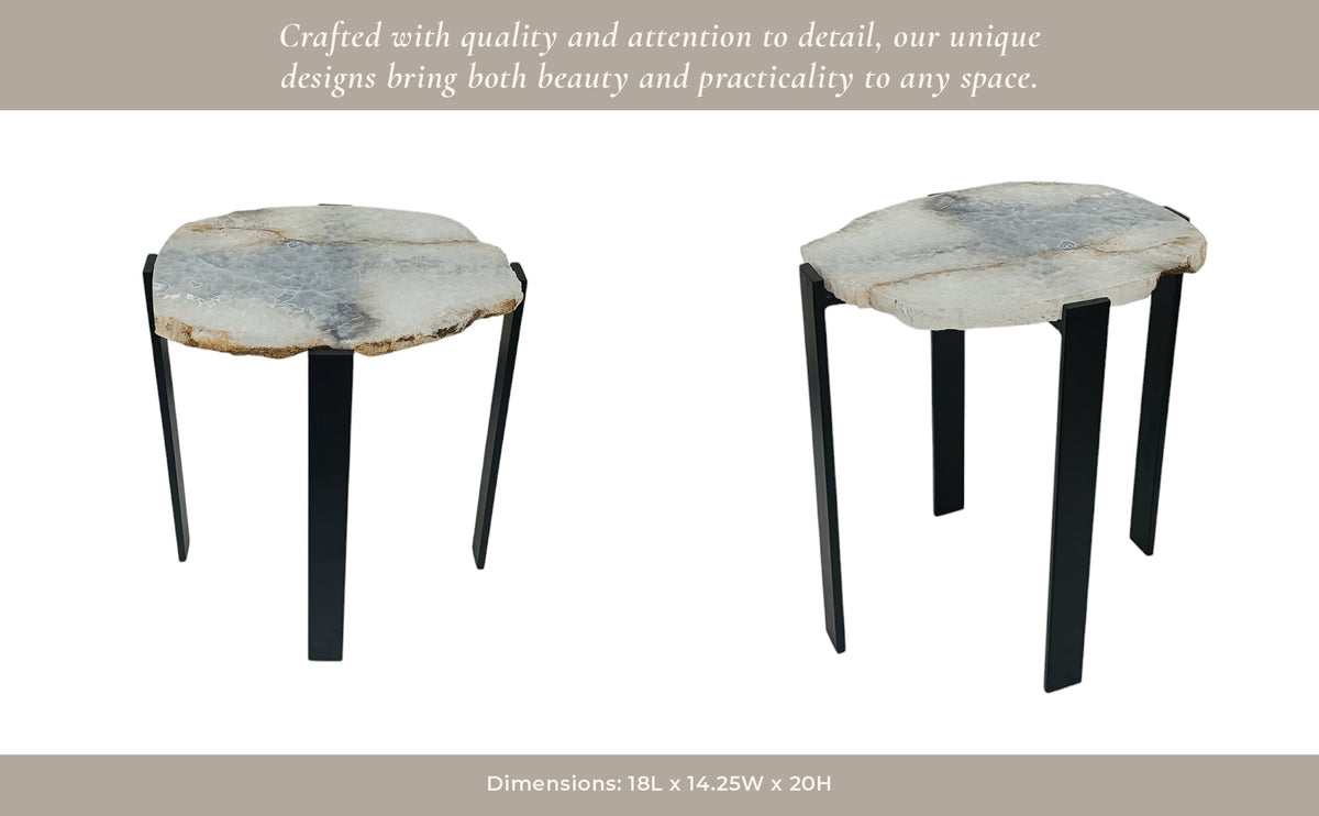 20X18" RAW EDGE AGATE ACCENT TABLE, WHITE/BLACK Accent & End Tables| Sagebrook Home