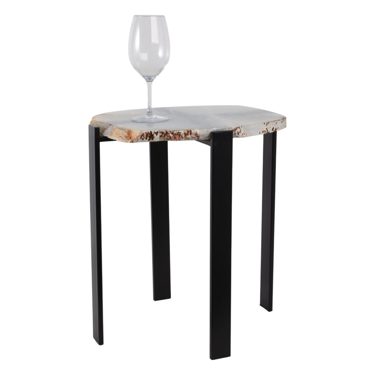 20X18" RAW EDGE AGATE ACCENT TABLE, WHITE/BLACK Accent & End Tables| Sagebrook Home