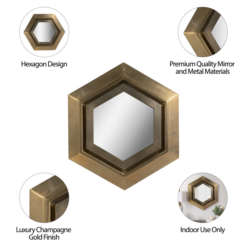 20x20" Warwin Champagne Clad Hexagon Mirror - Al Rugaib Furniture