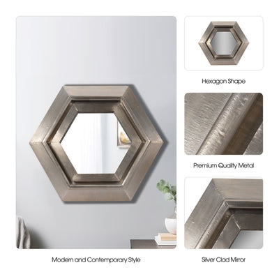 20x20" Warwin Silver Clad Hexagon Mirror - Al Rugaib Furniture