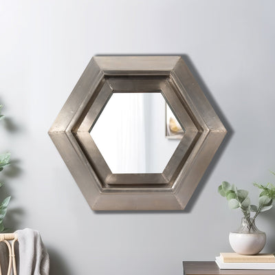 20x20" Warwin Silver Clad Hexagon Mirror - Al Rugaib Furniture