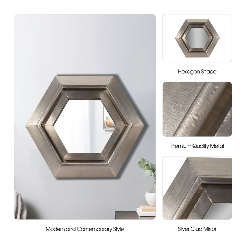 20x20" Warwin Silver Clad Hexagon Mirror - Al Rugaib Furniture
