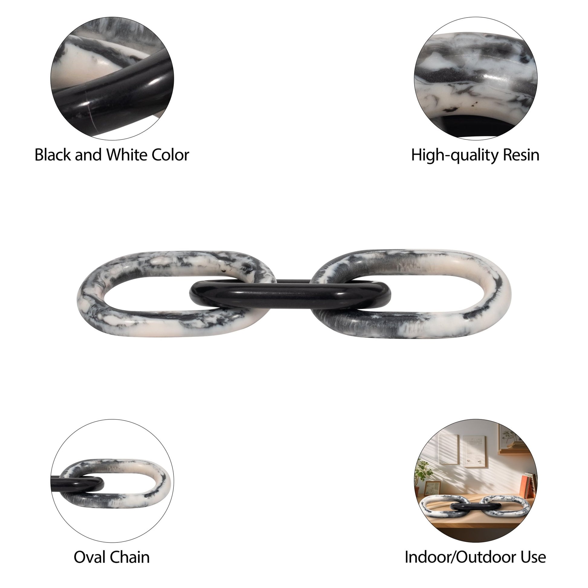 21" Desta Black Resin Link Chain Table Decors| Sagebrook Home