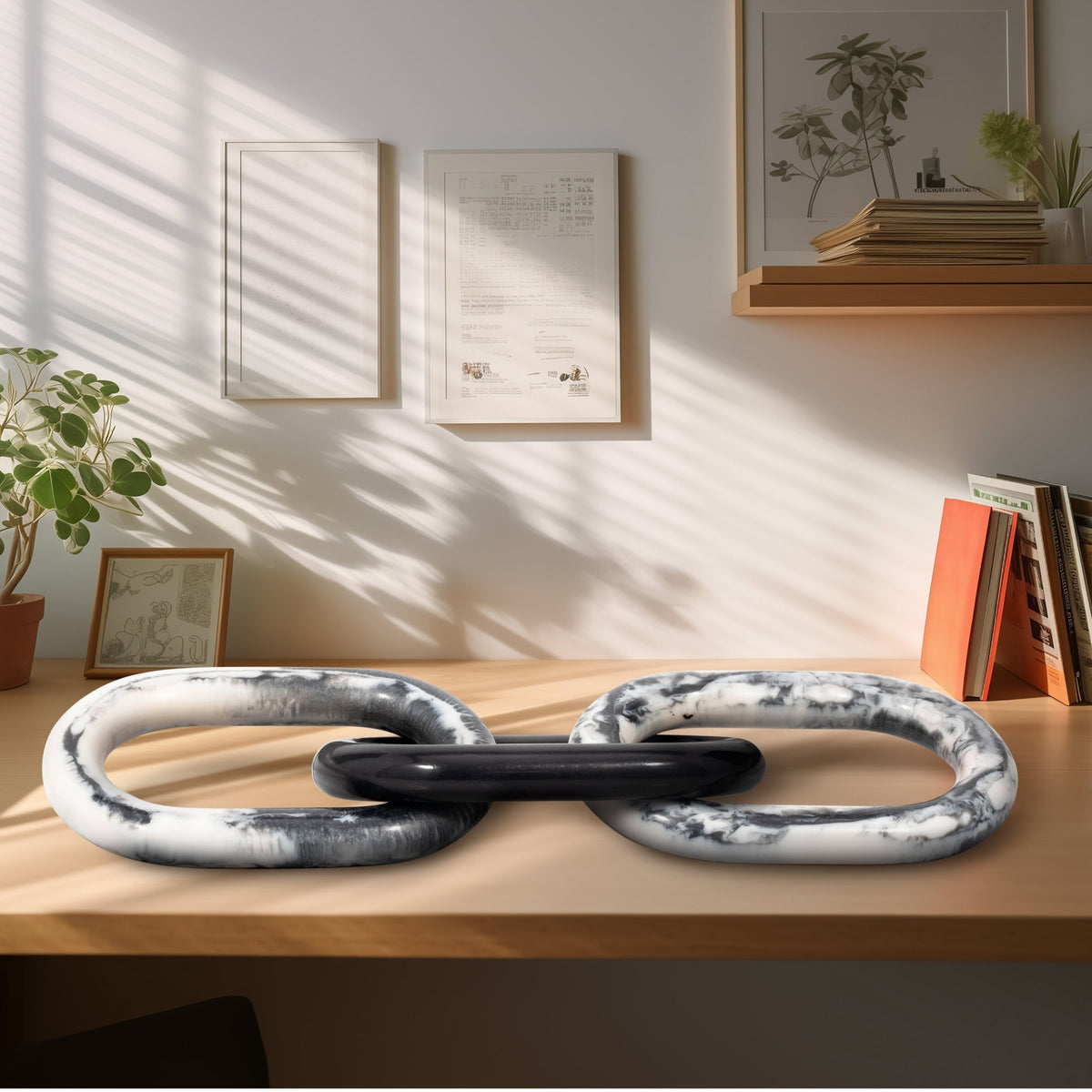 21" Desta Black Resin Link Chain Table Decors| Sagebrook Home