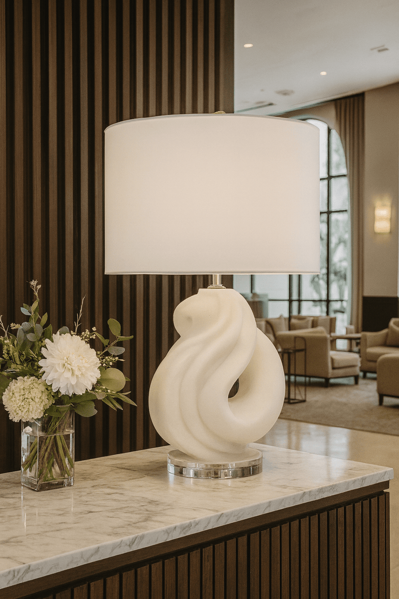 21" FREMONT QUARTZ RESIN TABLE LAMP - Al Rugaib Furniture