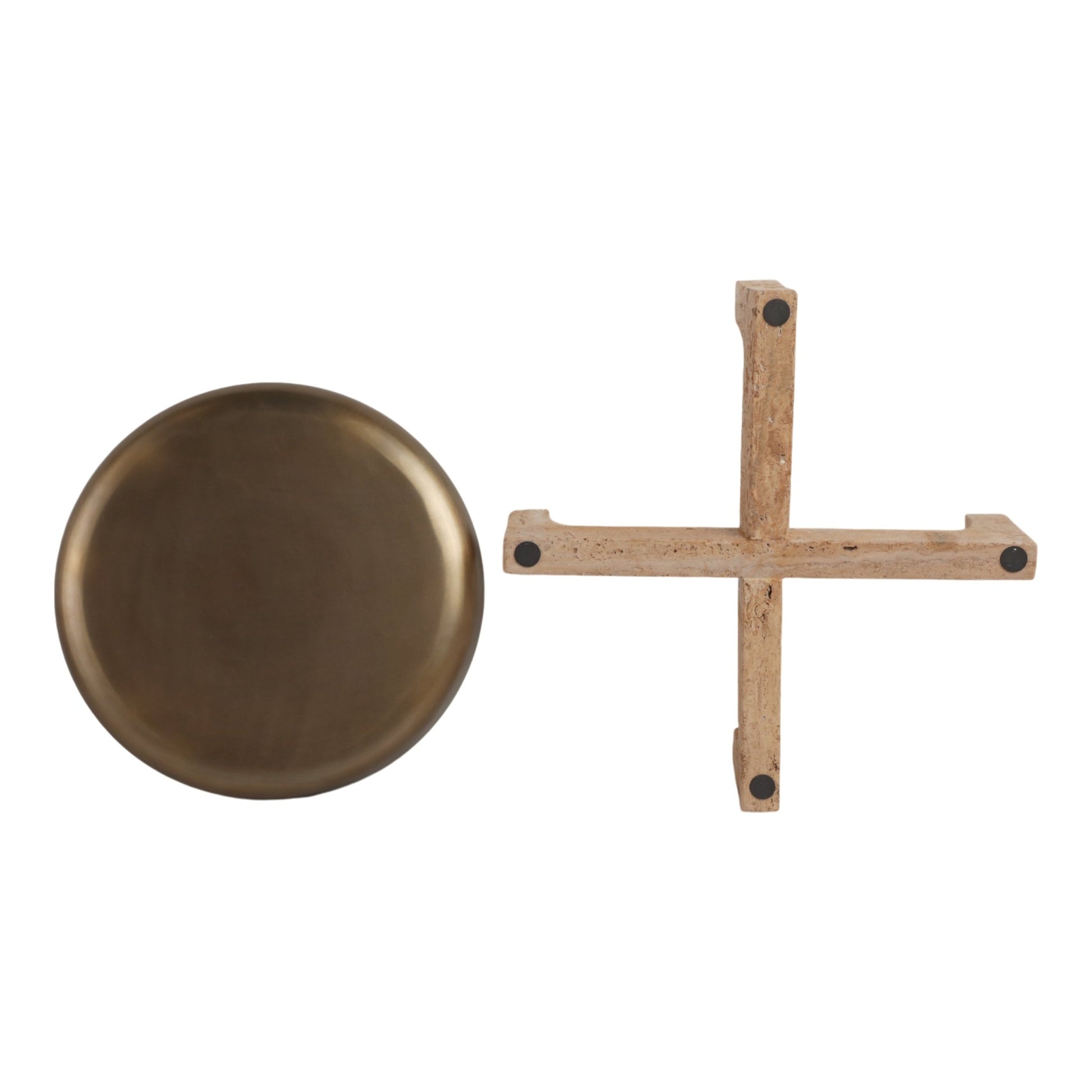 21" FRIDLEY BOWL WITH TRAVERTINE BASE Table Decors| Sagebrook Home