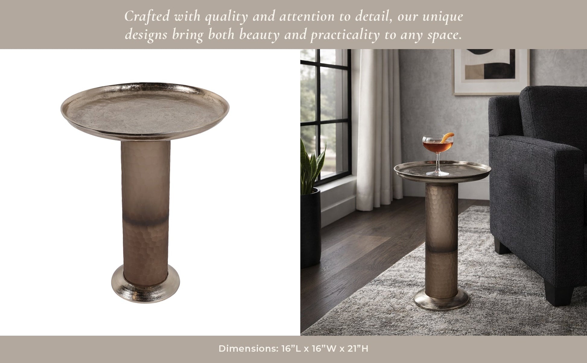 21" Gallioplis Glass And Metal Accent Table Accent & End Tables| Sagebrook Home