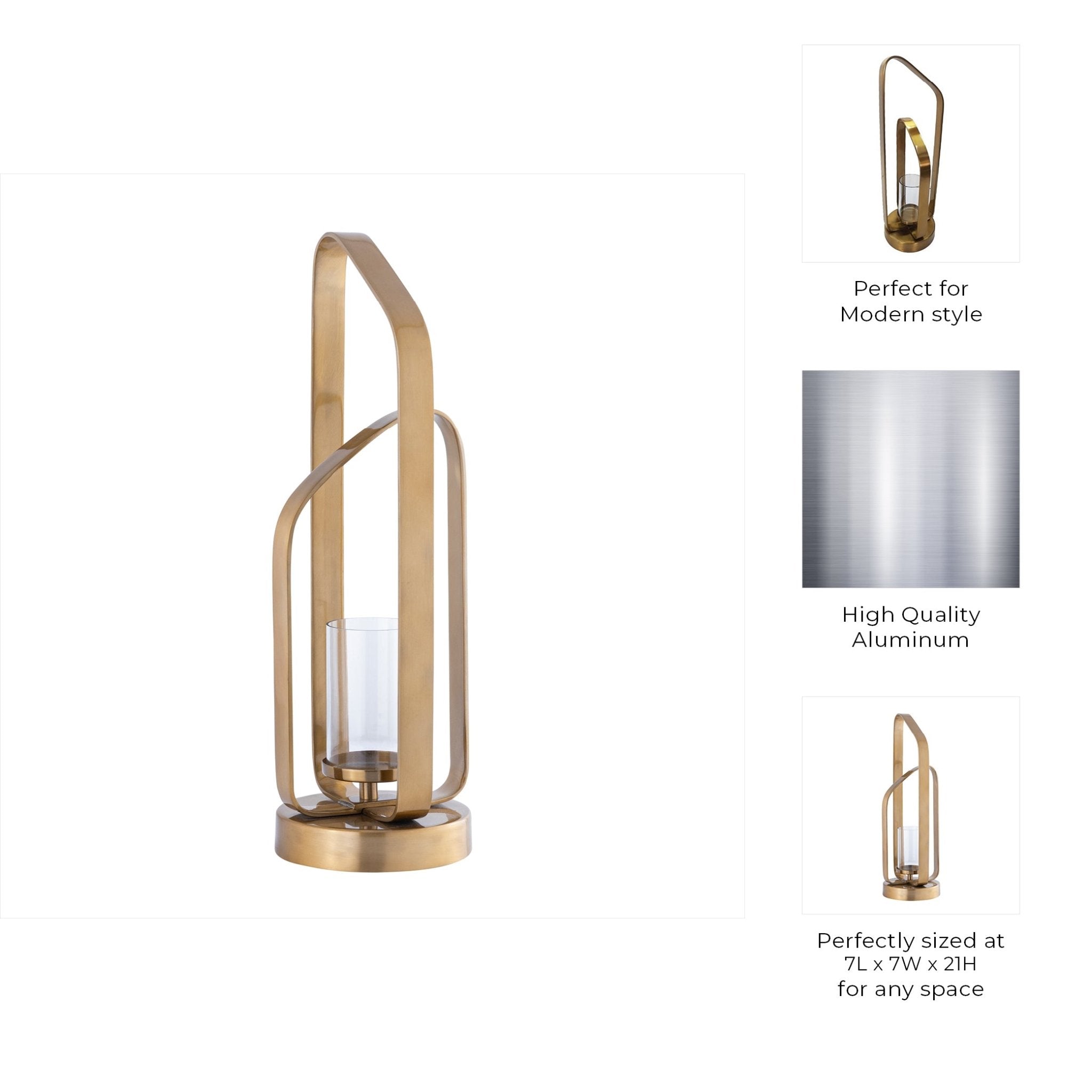 21" Geneva Large Gold Hurricane Candle Holders| Sagebrook Home