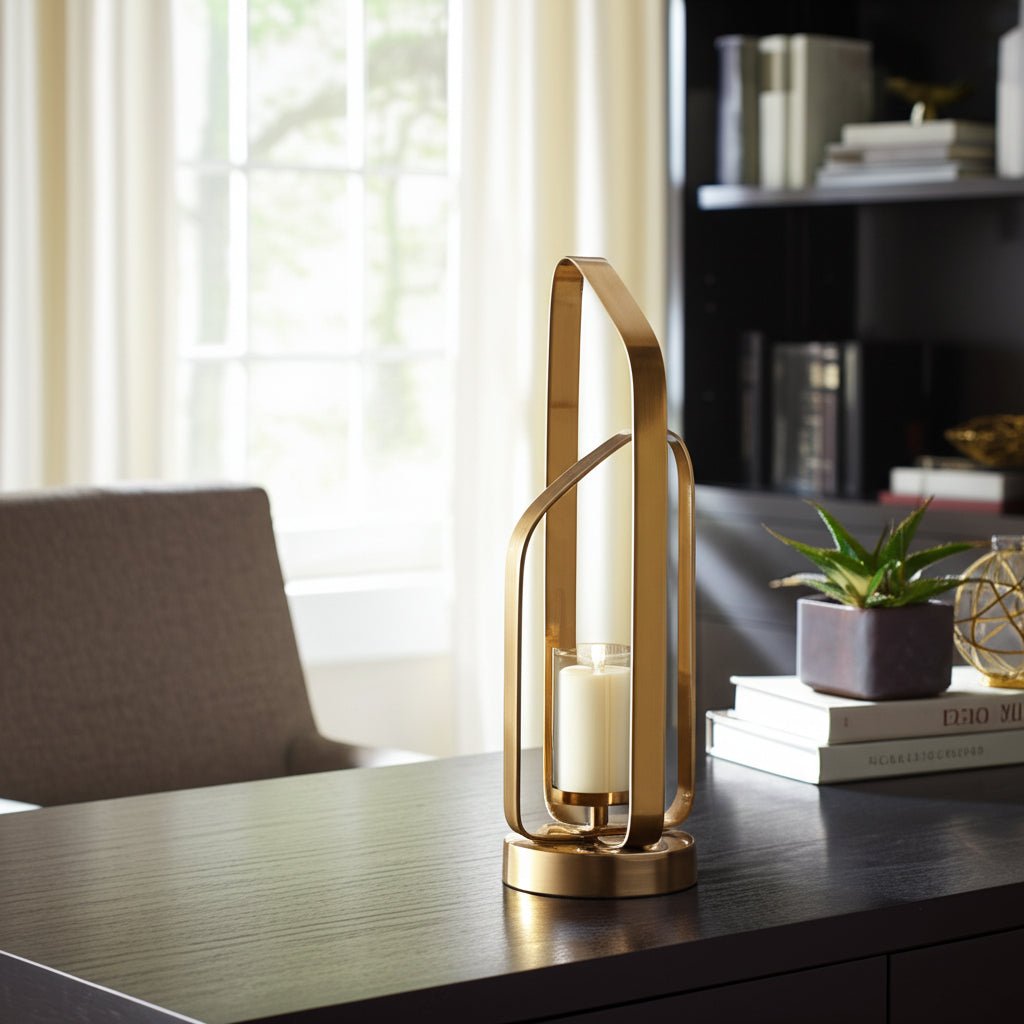 21" Geneva Large Gold Hurricane Candle Holders| Sagebrook Home