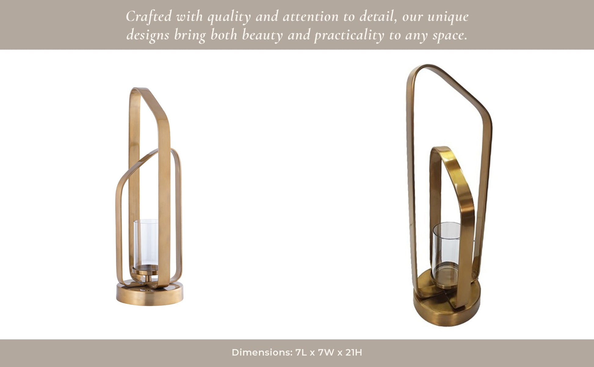 21" Geneva Large Gold Hurricane Candle Holders| Sagebrook Home