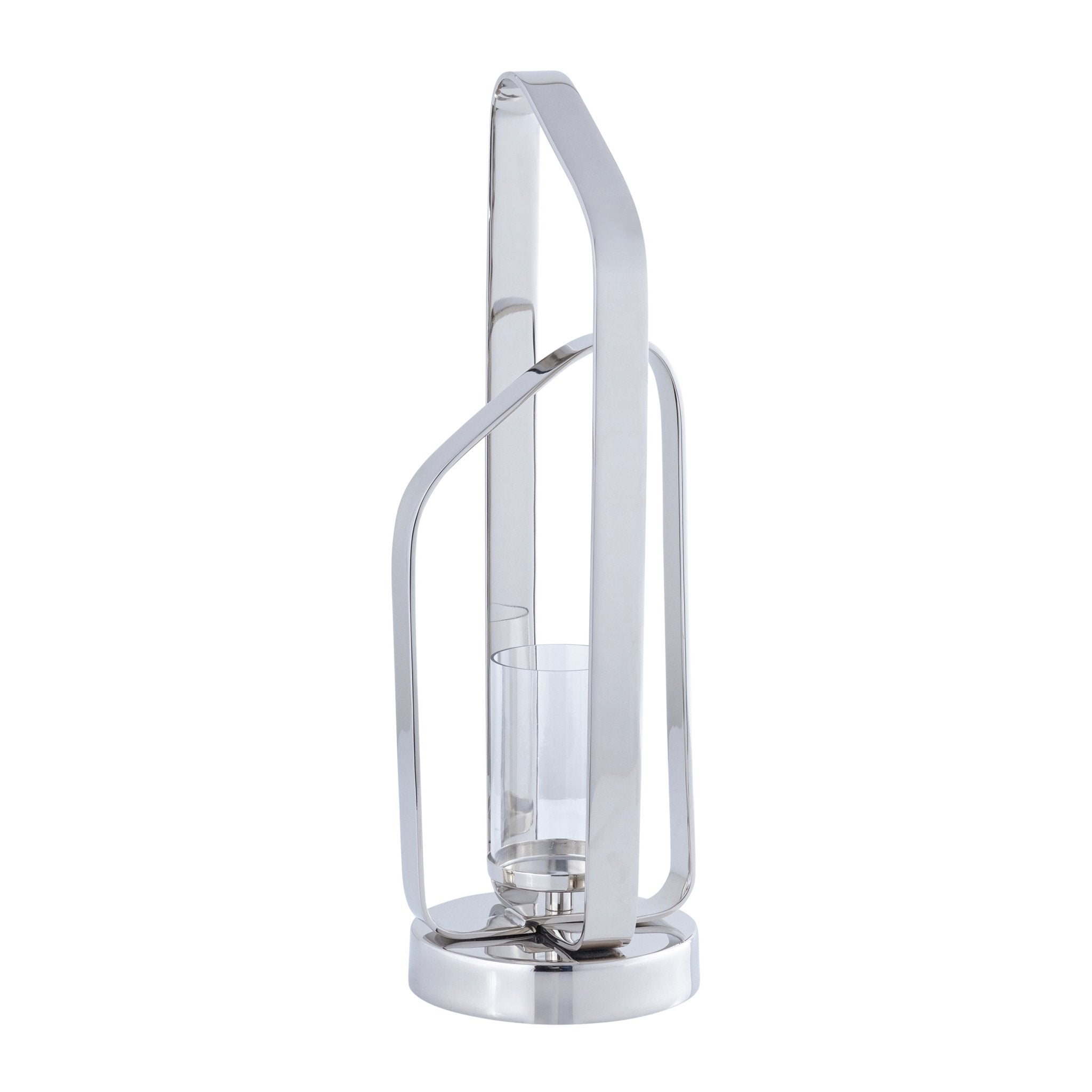 21" Geneva Large Silver Hurricane Candle Holders| Sagebrook Home