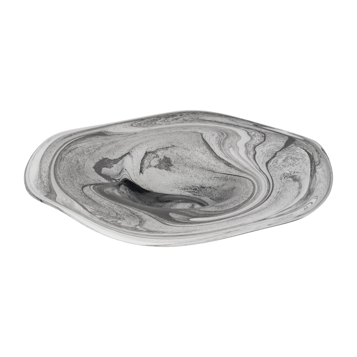 21" KATRINA GRAY SWIRL GLASS CHARGER PLATE Tray| Sagebrook Home
