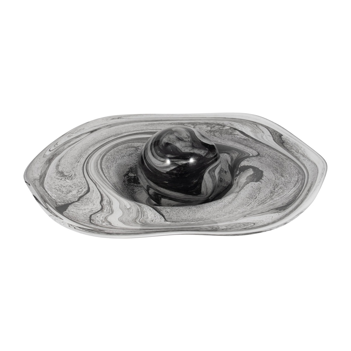 21" KATRINA GRAY SWIRL GLASS CHARGER PLATE Tray| Sagebrook Home