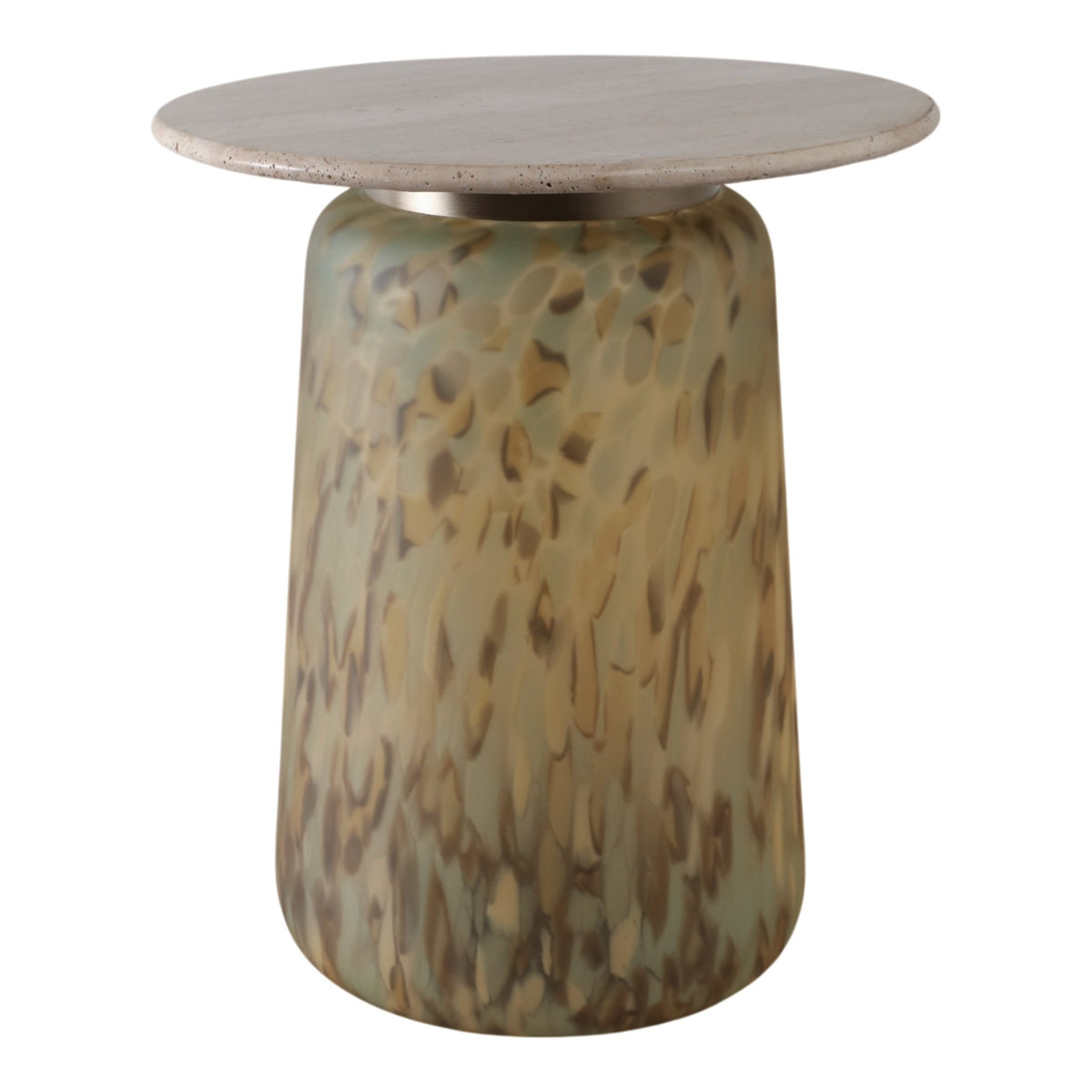 21" Madryn Short Art Table W/travertine Top, Green Accent & End Tables| Sagebrook Home