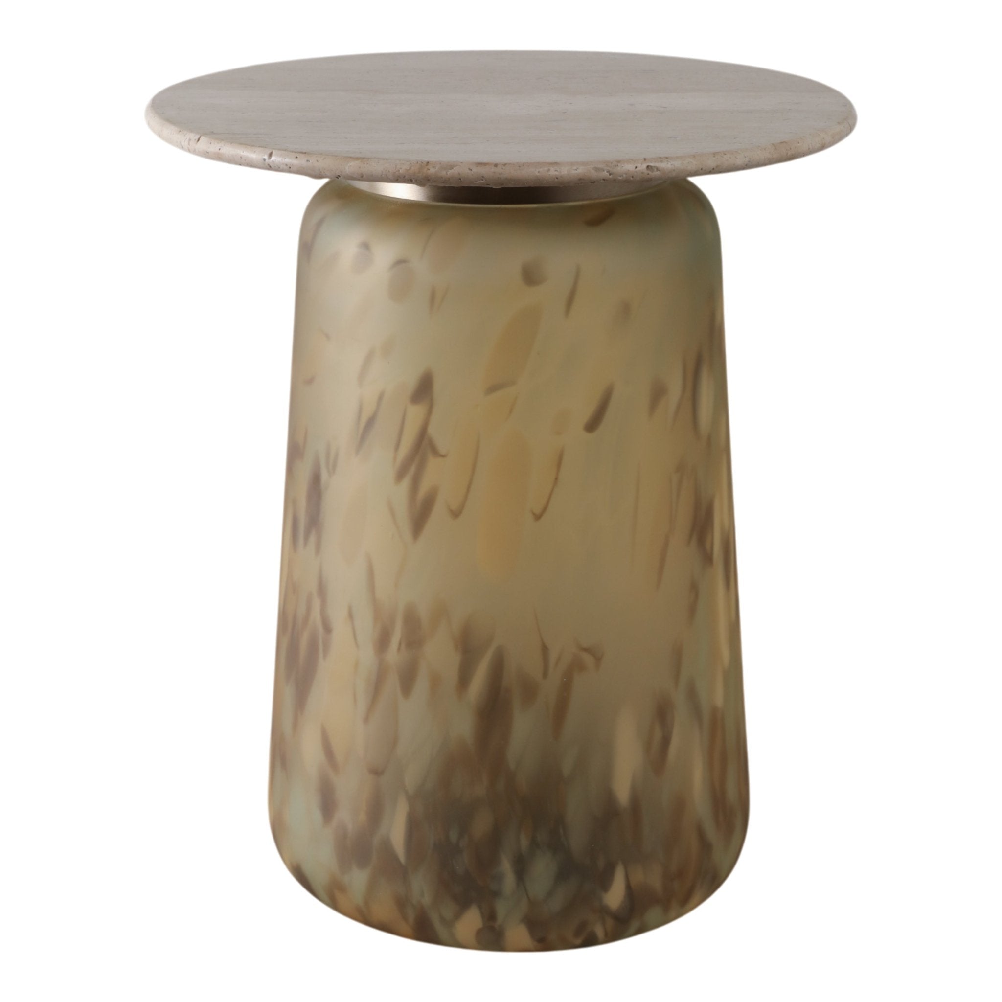 21" Madryn Short Art Table W/travertine Top, Green Accent & End Tables| Sagebrook Home