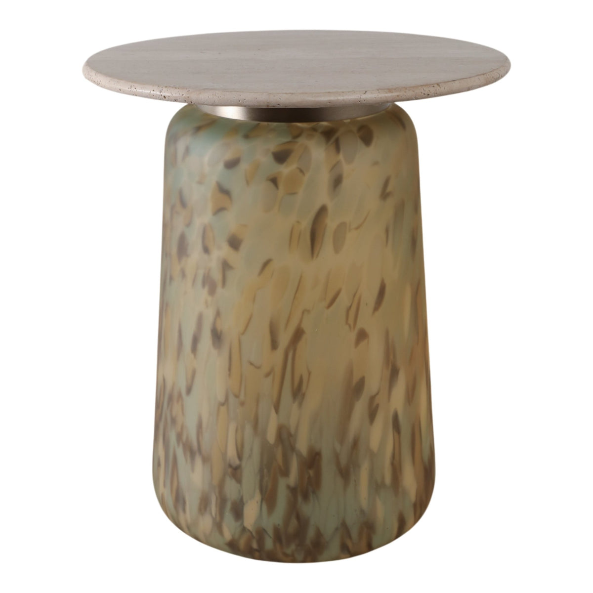 21" Madryn Short Art Table W/travertine Top, Green Accent & End Tables| Sagebrook Home