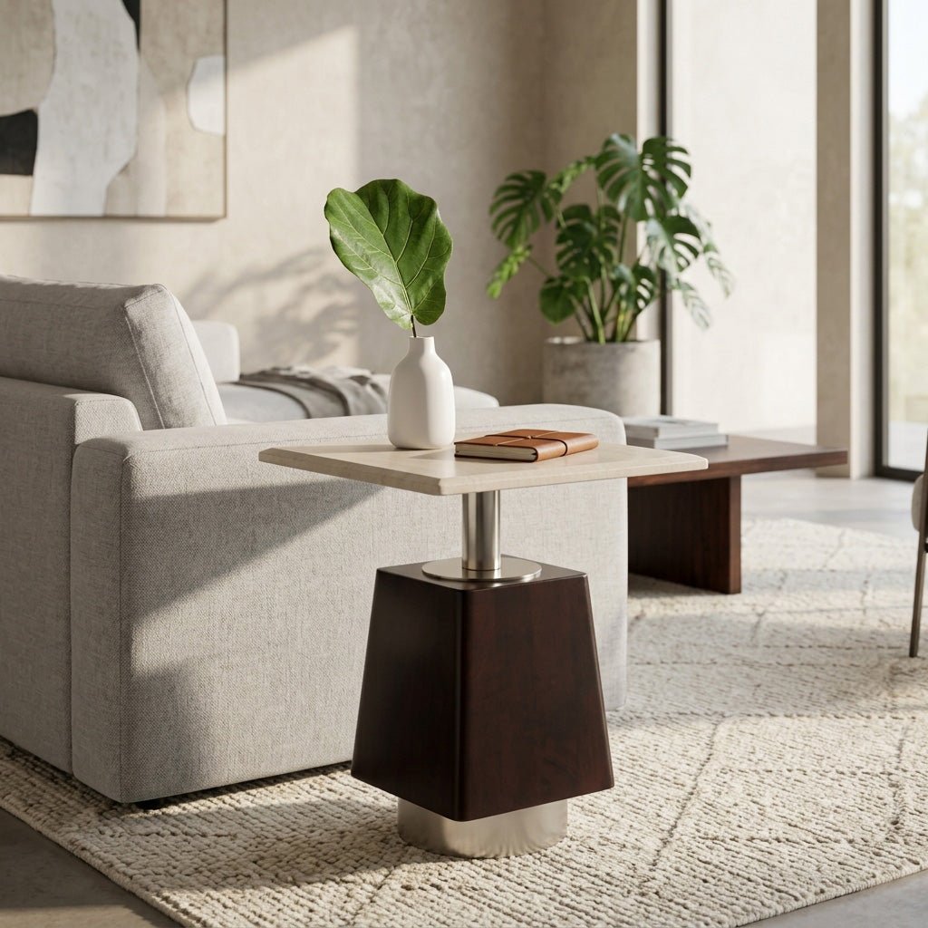 21" Navine Wood And Marble Accent Table Accent & End Tables| Sagebrook Home