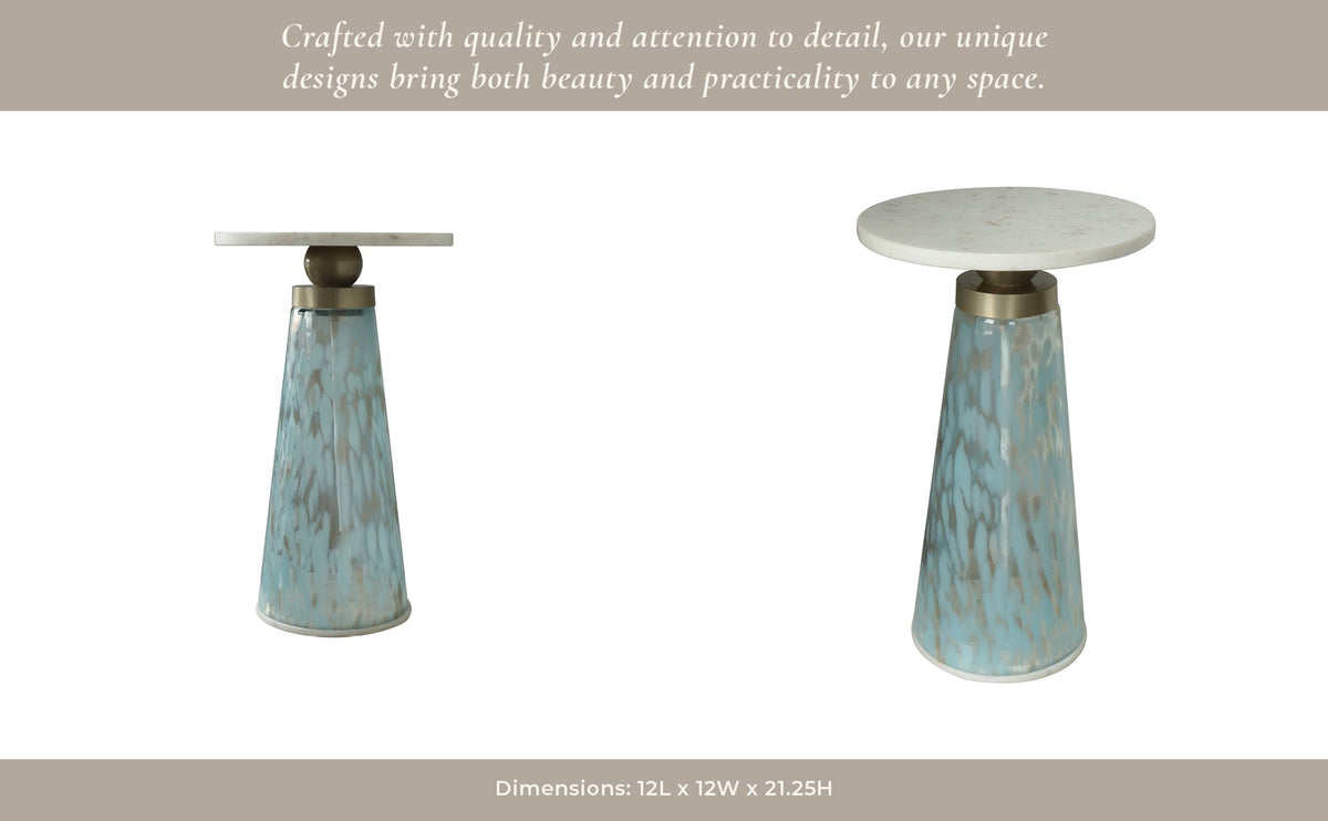 21" Olivos Art Table W/marble Top, Brown/amber Accent & End Tables| Sagebrook Home