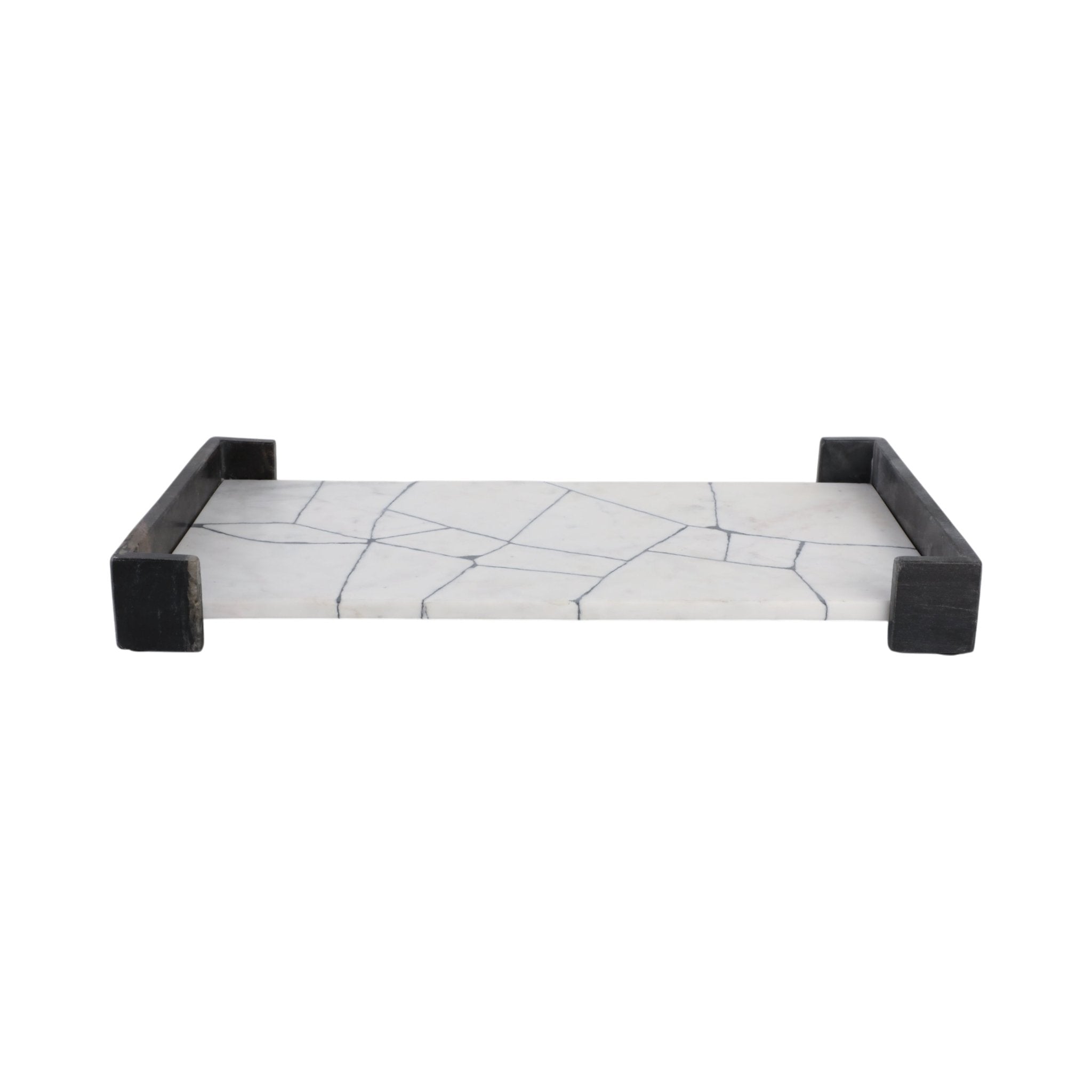 21" PATTON BLACK & WHITE MARBLE TRAY Table Decors| Sagebrook Home