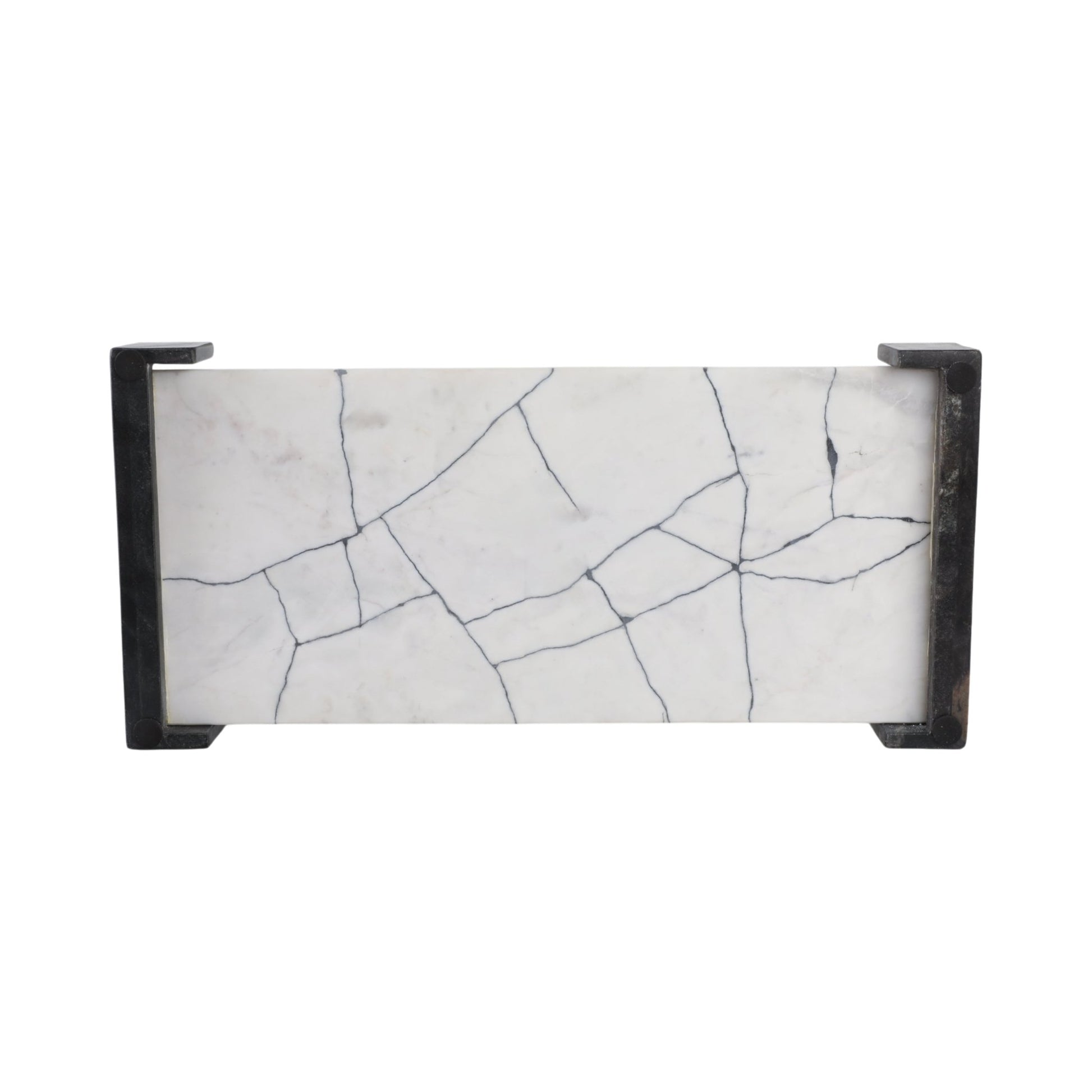 21" PATTON BLACK & WHITE MARBLE TRAY Table Decors| Sagebrook Home