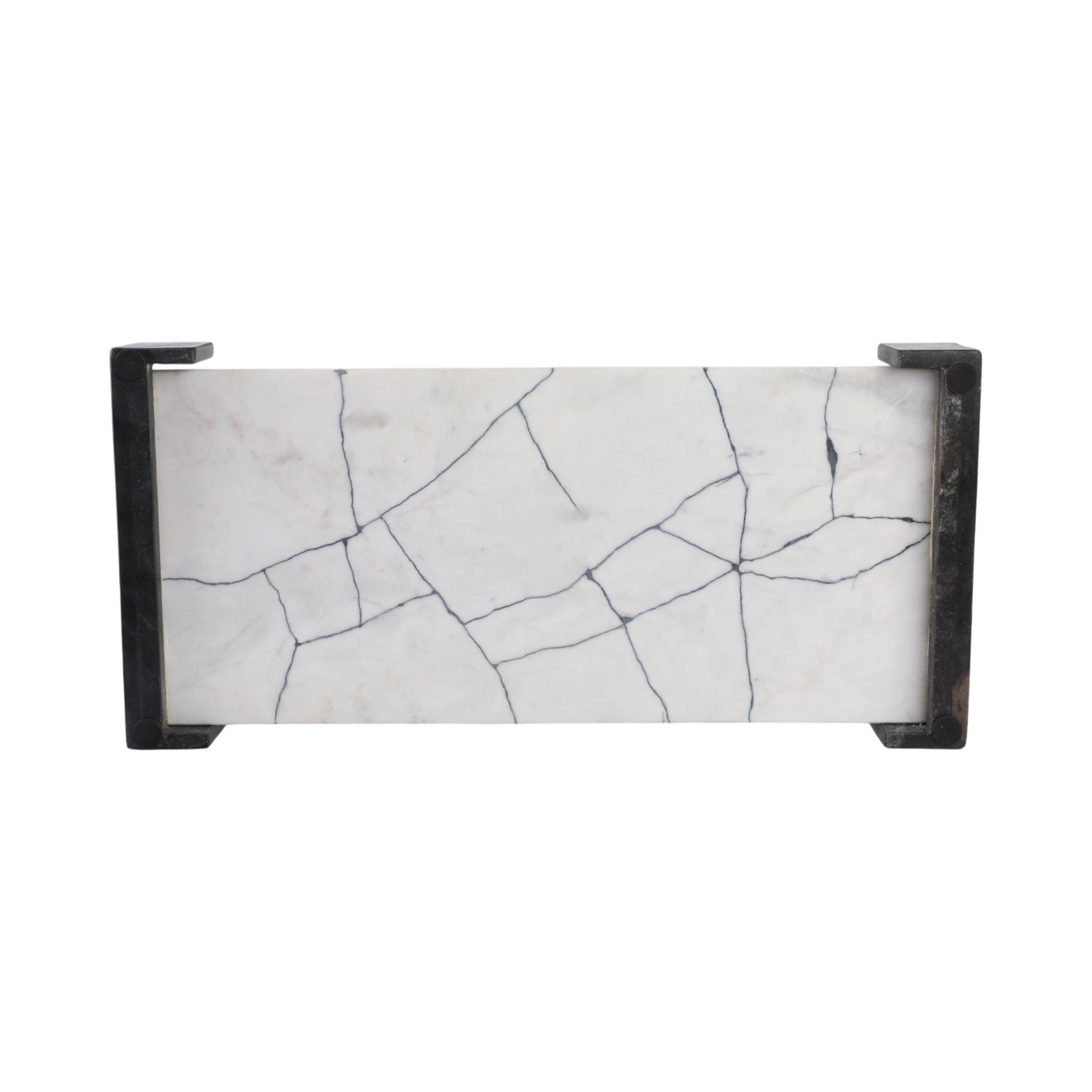 21" PATTON BLACK & WHITE MARBLE TRAY Table Decors| Sagebrook Home