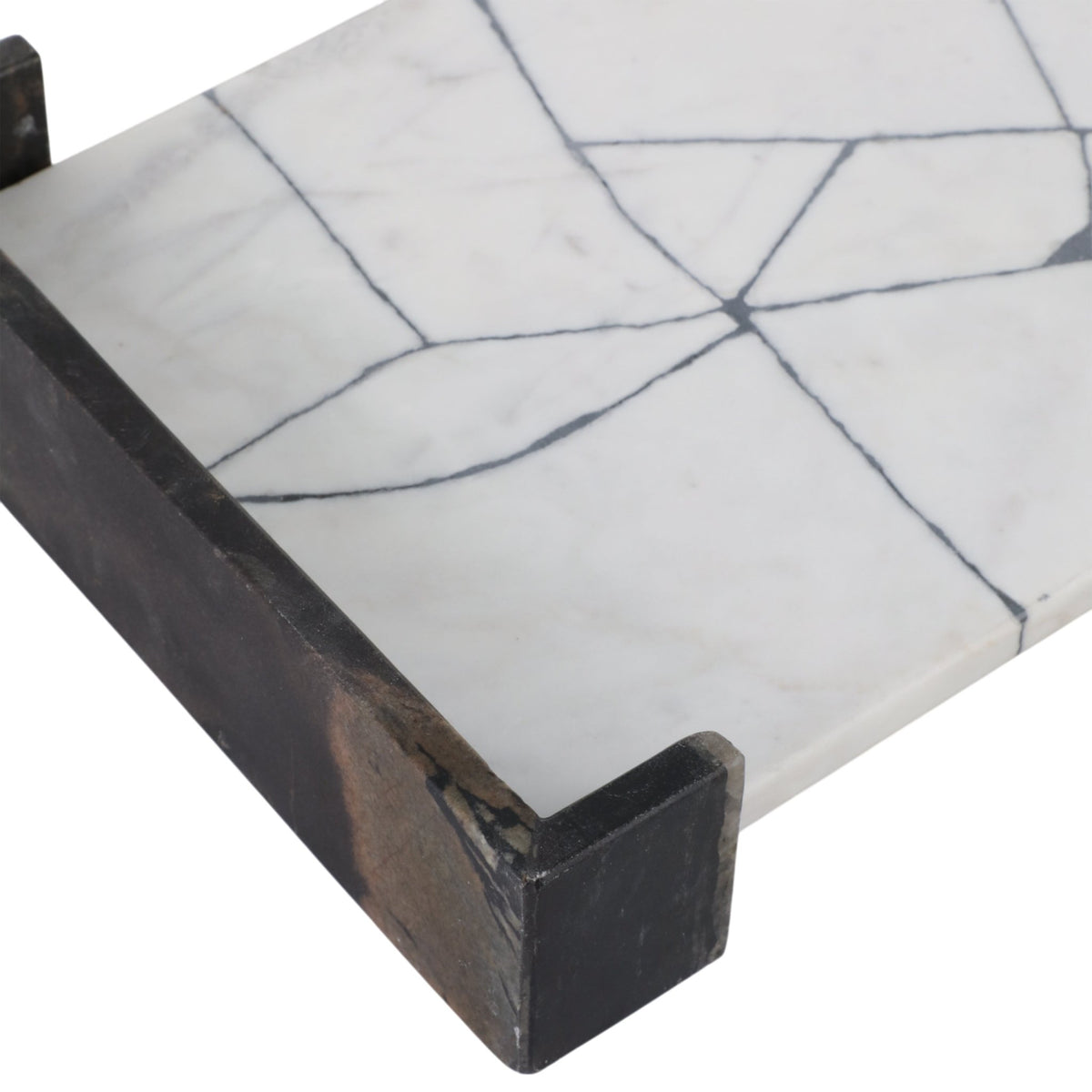 21" PATTON BLACK & WHITE MARBLE TRAY Table Decors| Sagebrook Home