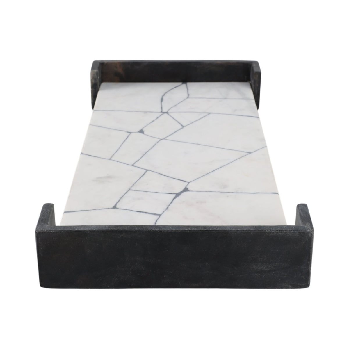 21" PATTON BLACK & WHITE MARBLE TRAY Table Decors| Sagebrook Home
