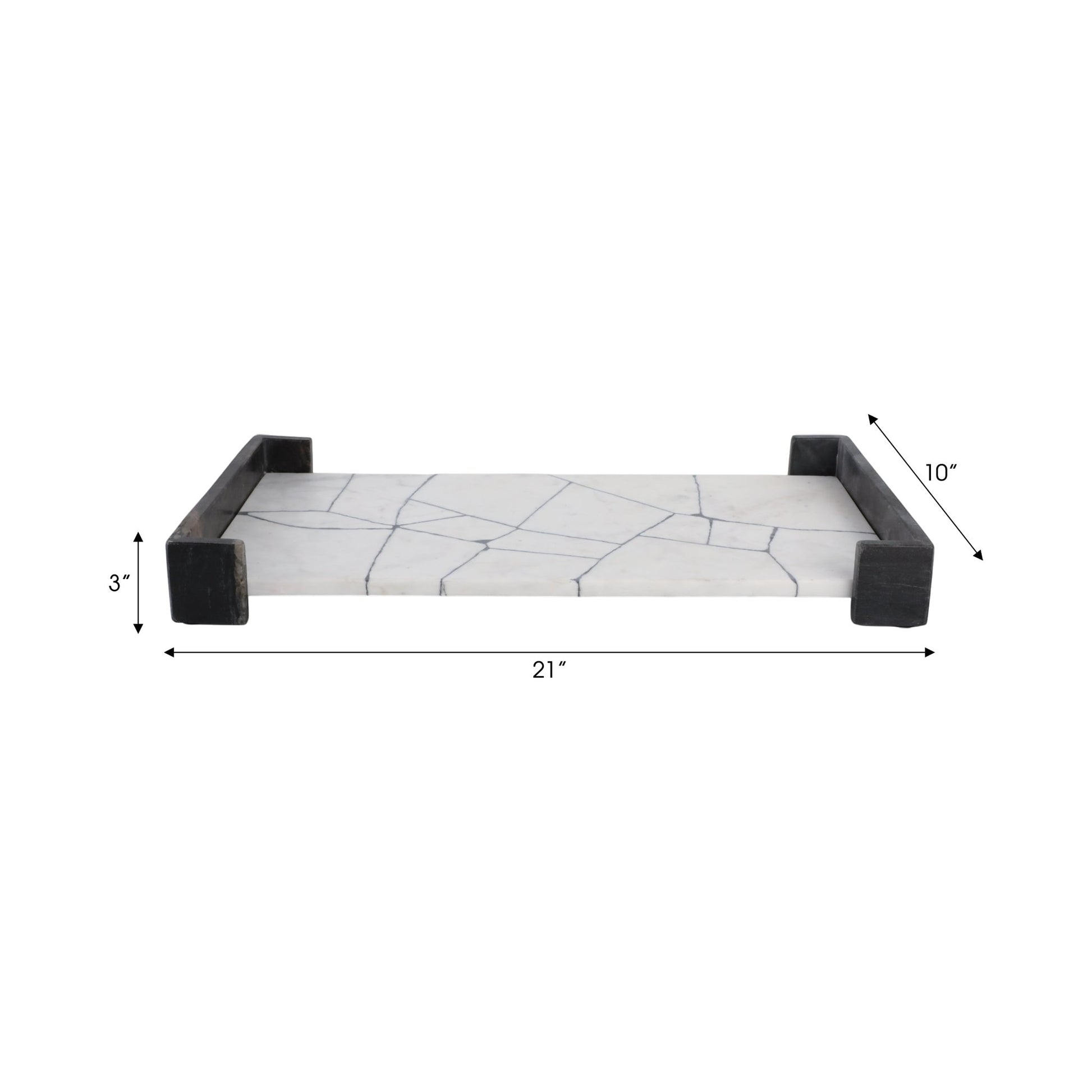 21" PATTON BLACK & WHITE MARBLE TRAY Table Decors| Sagebrook Home