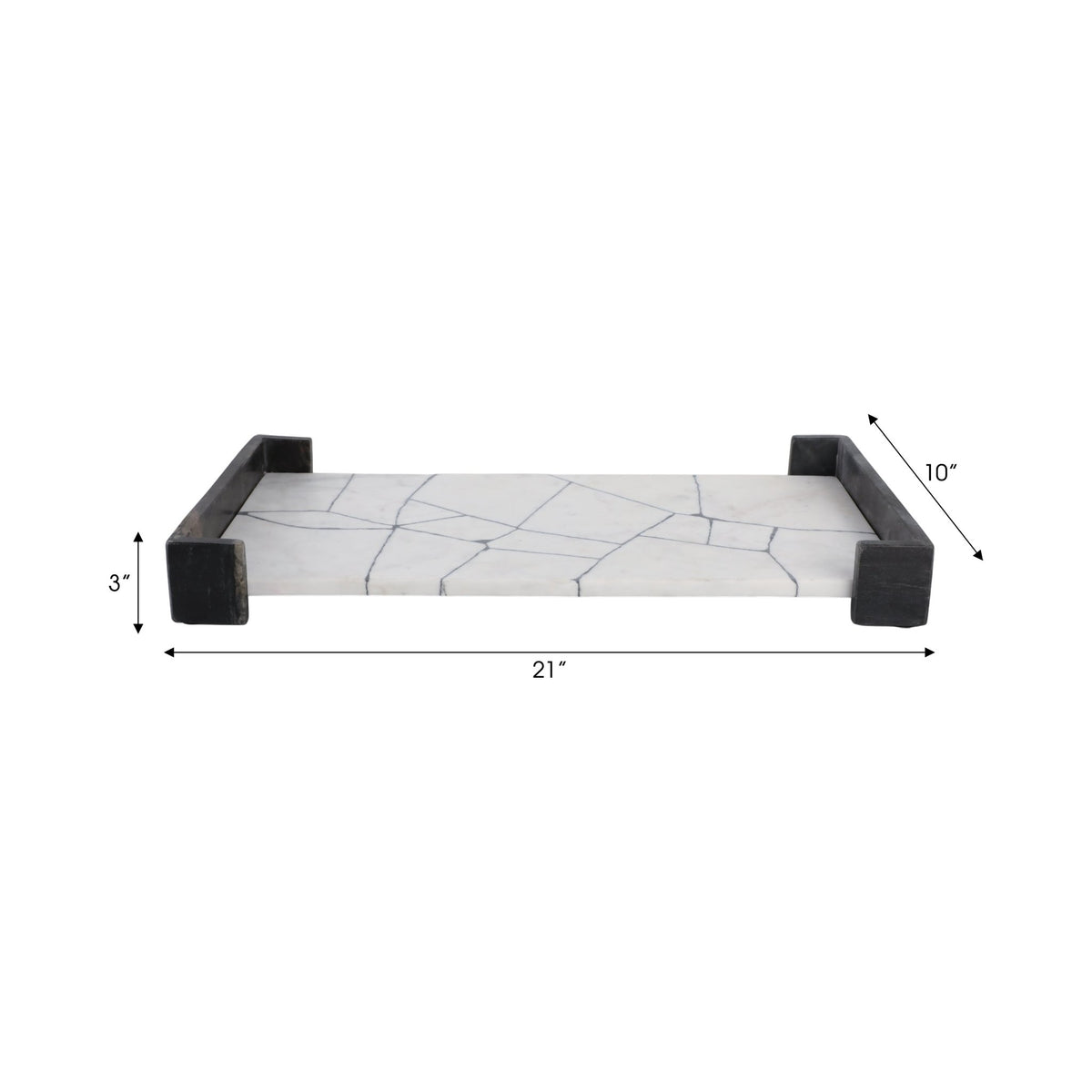 21" PATTON BLACK & WHITE MARBLE TRAY Table Decors| Sagebrook Home