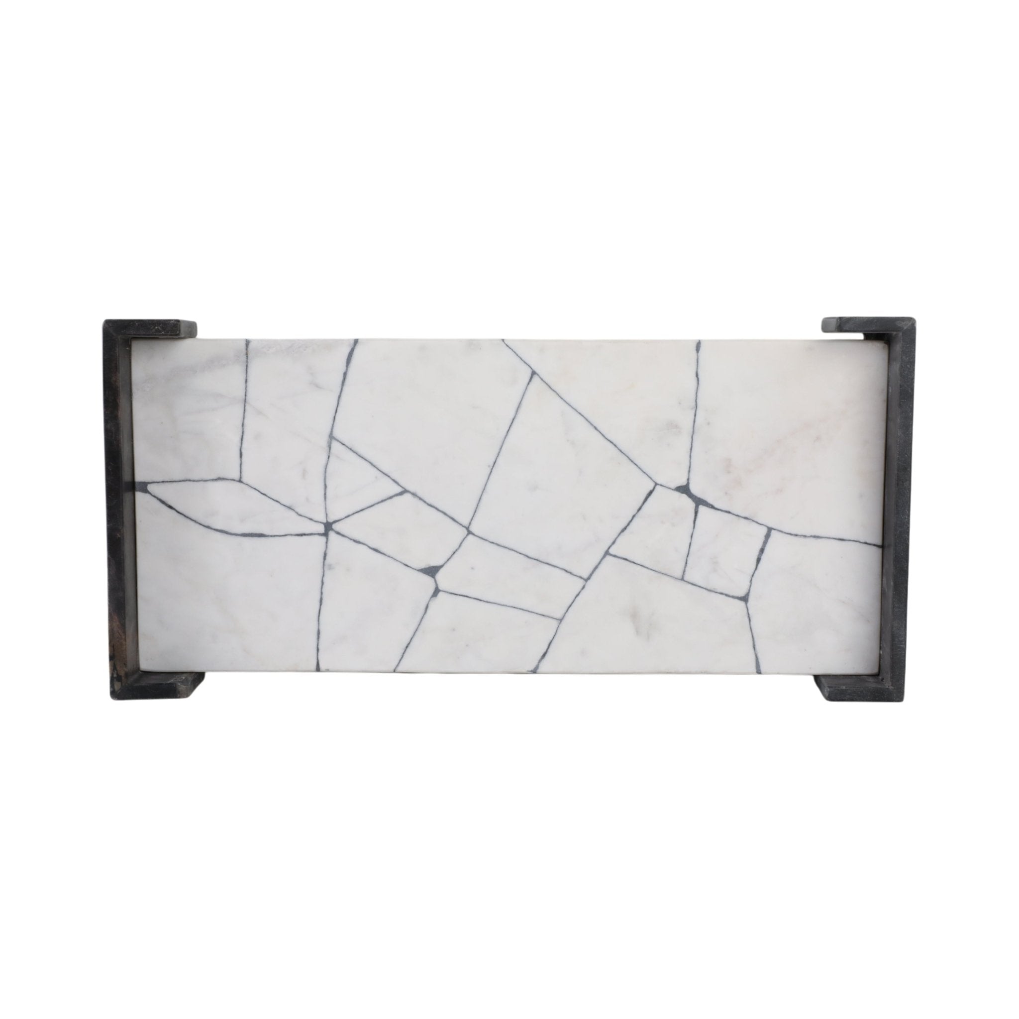 21" PATTON BLACK & WHITE MARBLE TRAY Table Decors| Sagebrook Home