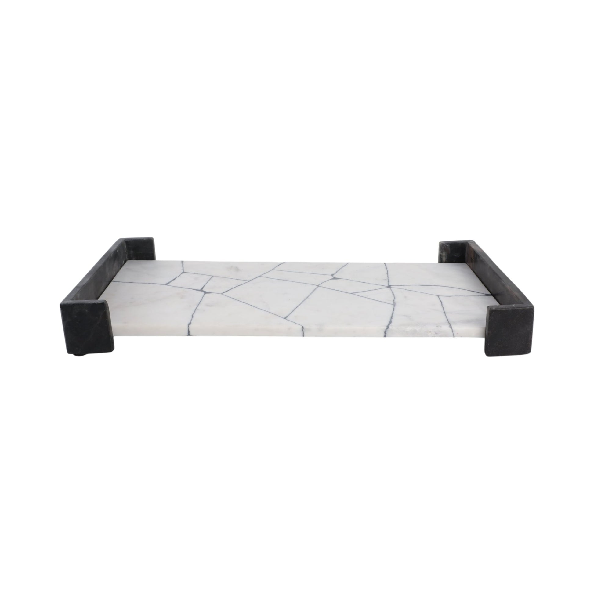 21" PATTON BLACK & WHITE MARBLE TRAY Table Decors| Sagebrook Home