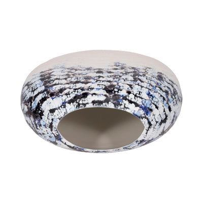 21" Round Metal Vase Arctic Finish, White/blue - Al Rugaib Furniture