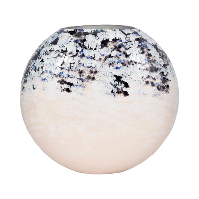 21" Round Metal Vase Arctic Finish, White/blue - Al Rugaib Furniture