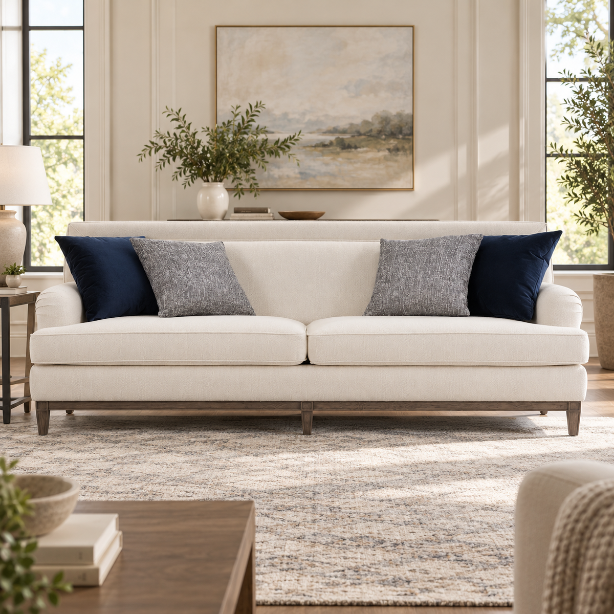 Amelia Navy 4 Seater Sofa (279Cm)