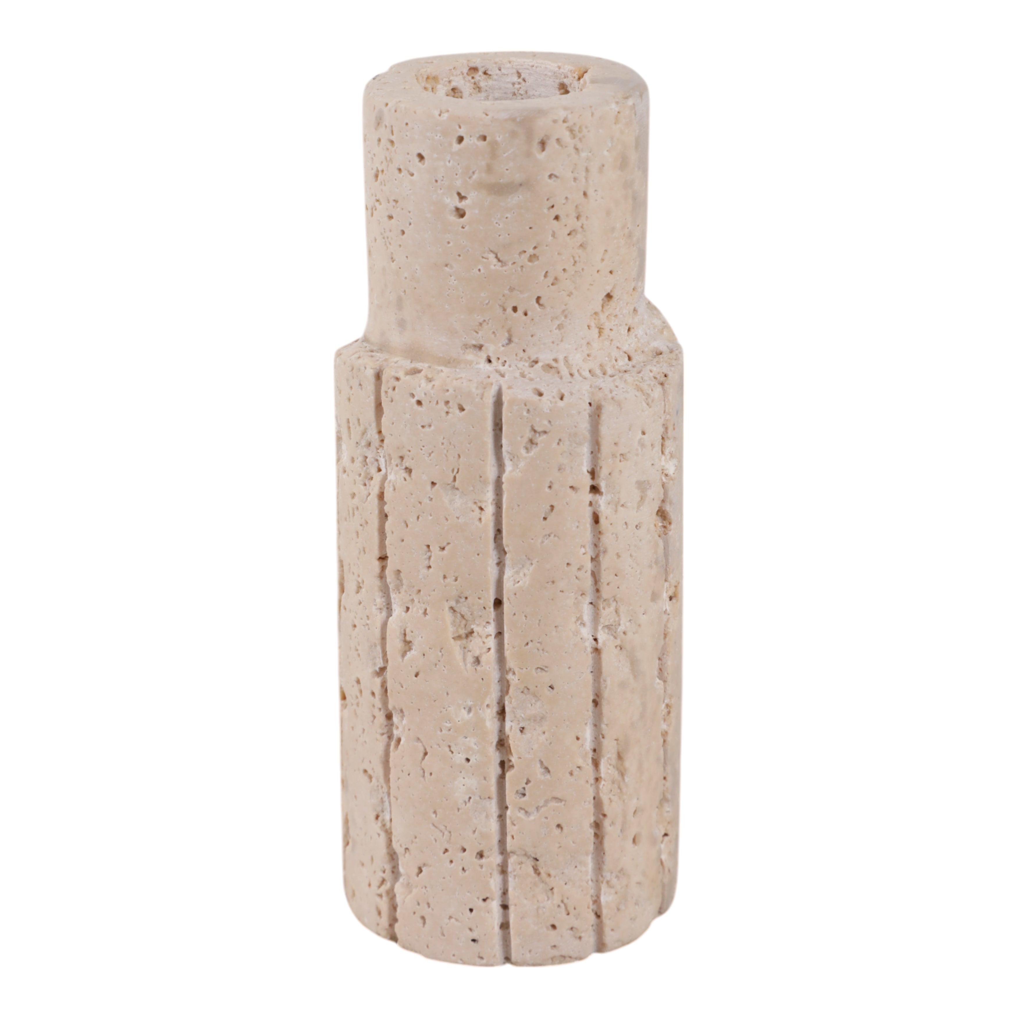 5X2" RAW EDGE TRAVERTINE TAPER HOLDER, TAN Candle Holders| Sagebrook Home