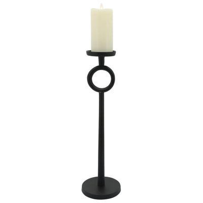 21"H METAL CANDLE HOLDER, BLACK - Al Rugaib Furniture