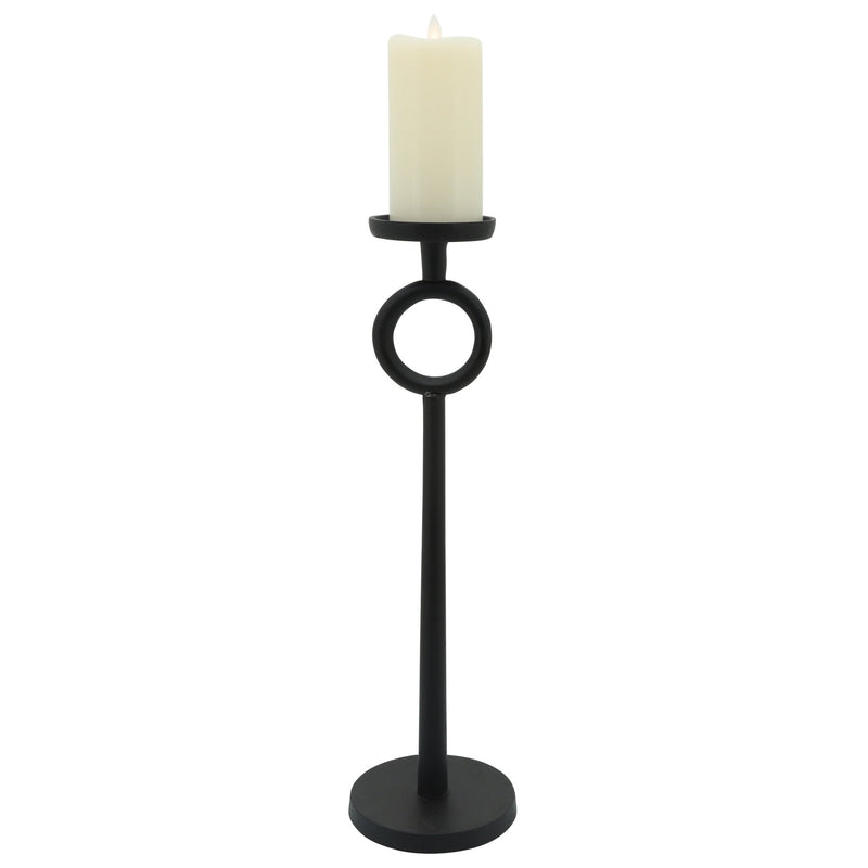 21"H METAL CANDLE HOLDER, BLACK - Al Rugaib Furniture