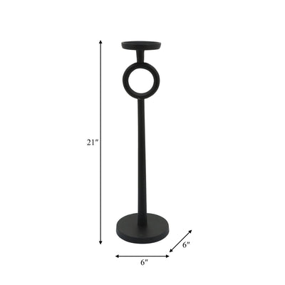 21"H METAL CANDLE HOLDER, BLACK - Al Rugaib Furniture