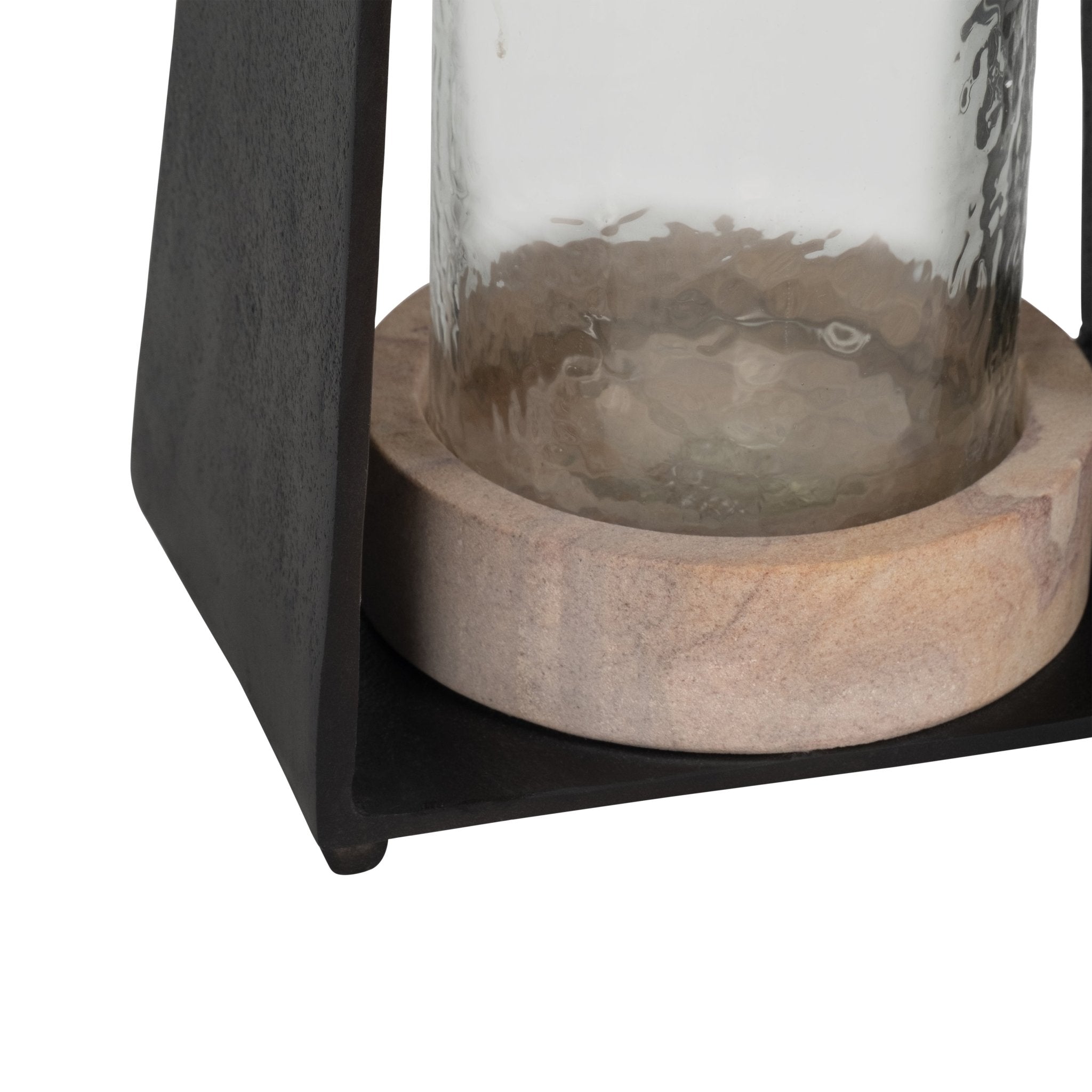 21"MAVERICK LARGE METAL & SANDSTONE HURRICANE, BLA Candle Holders| Sagebrook Home