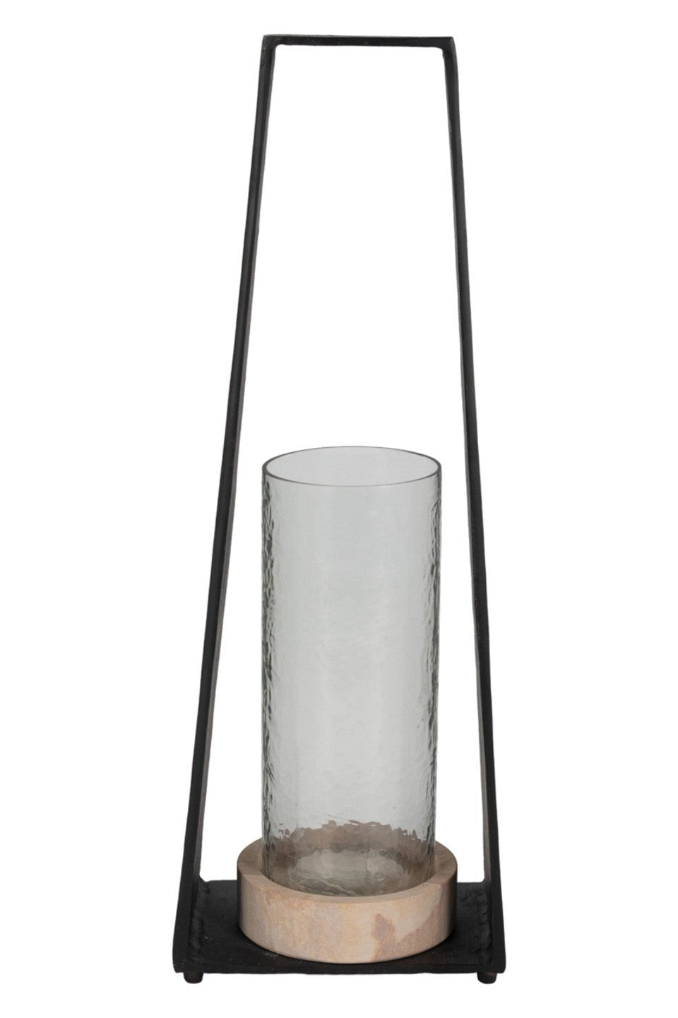 21"MAVERICK LARGE METAL & SANDSTONE HURRICANE, BLA Candle Holders| Sagebrook Home